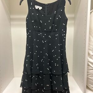 Kay Unger Navy Dress with White Polka Dots